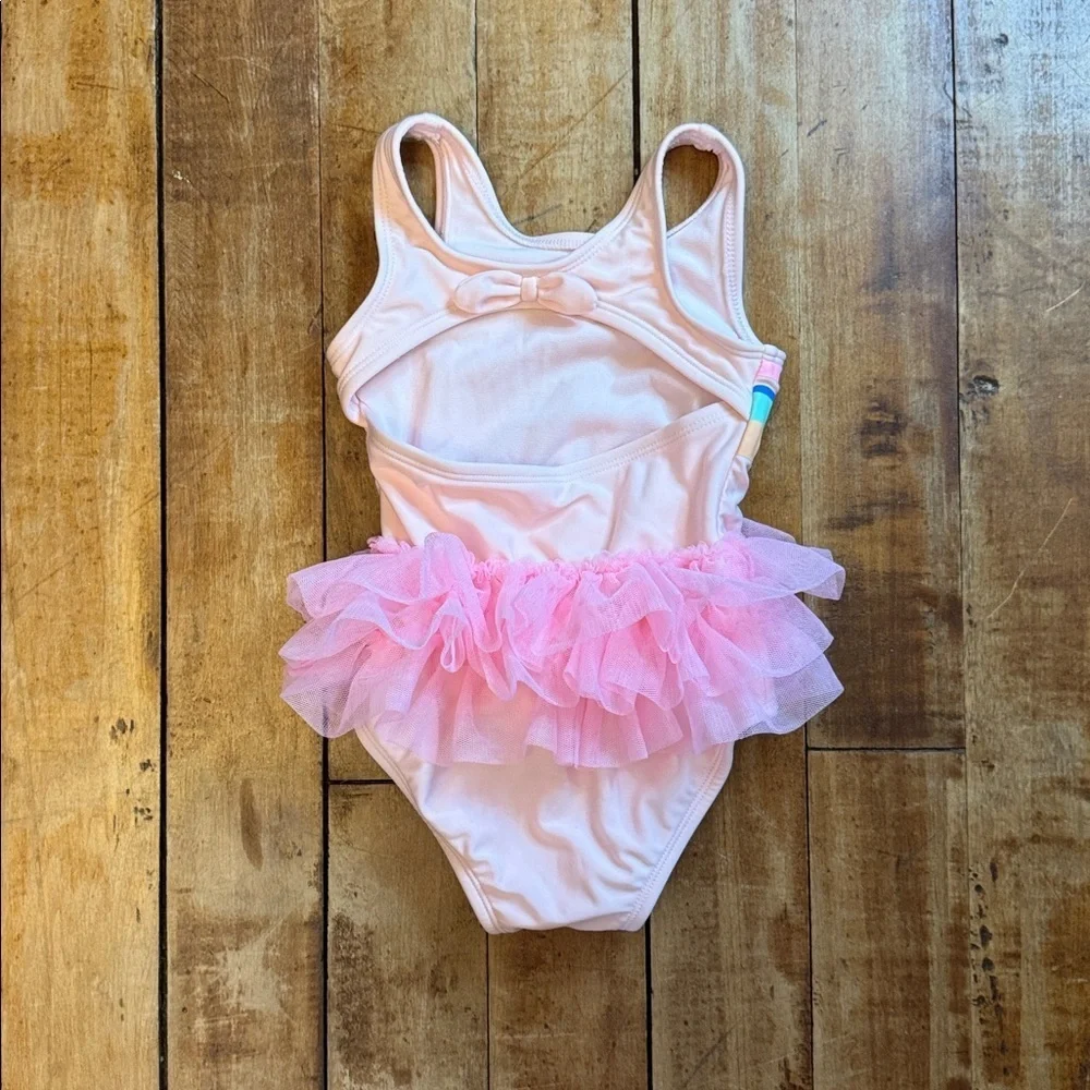 Cat & Jack Pink Swimsuit Tutu 3T rainbow one piece suit summer vacation